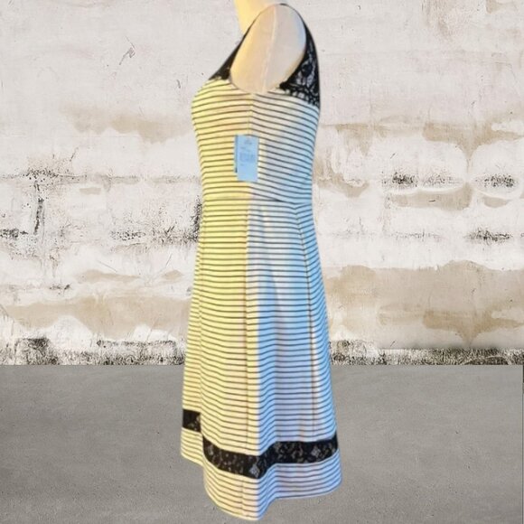 Just Taylor NWT Black and White Sleeveless A-Line Midi Dress Size 4 - Picture 2 of 5